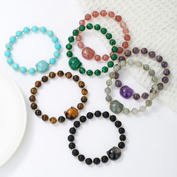 Brățară din piatră naturală cu cristal, origine Funing, Yunnan; personalizabilă