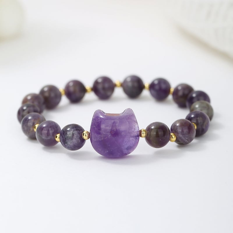 Brățară din piatră naturală cu cristal, origine Funing, Yunnan; personalizabilă