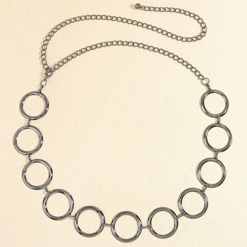 Geometriai gyűrűkkel ellátott fém deréklánc, uniszex, sokoldalú stílus