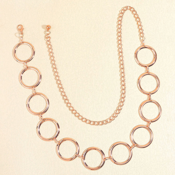 Geometriai gyűrűkkel ellátott fém deréklánc, uniszex, sokoldalú stílus