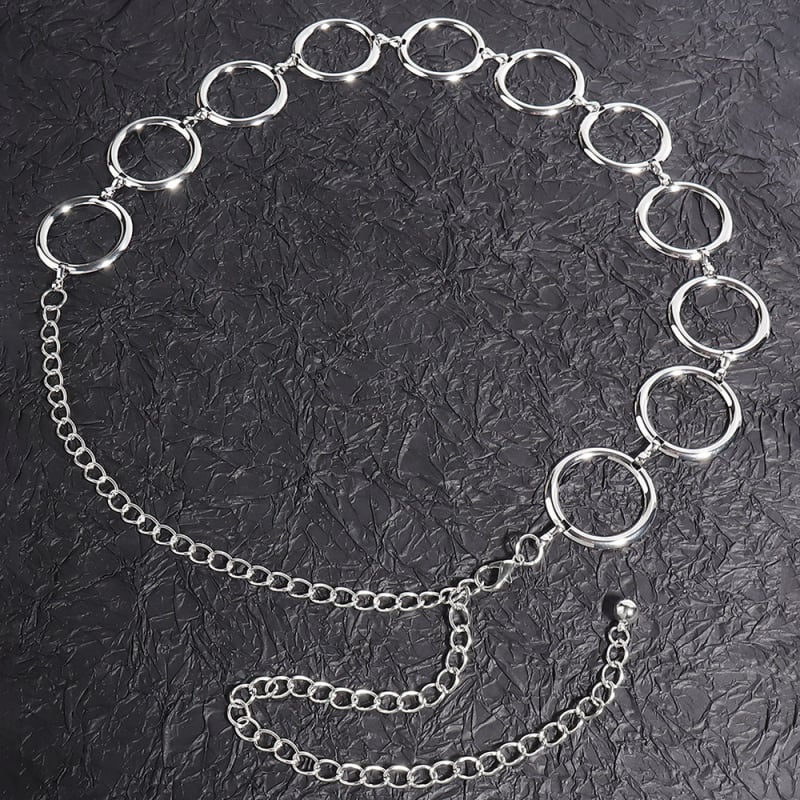 Geometriai gyűrűkkel ellátott fém deréklánc, uniszex, sokoldalú stílus
