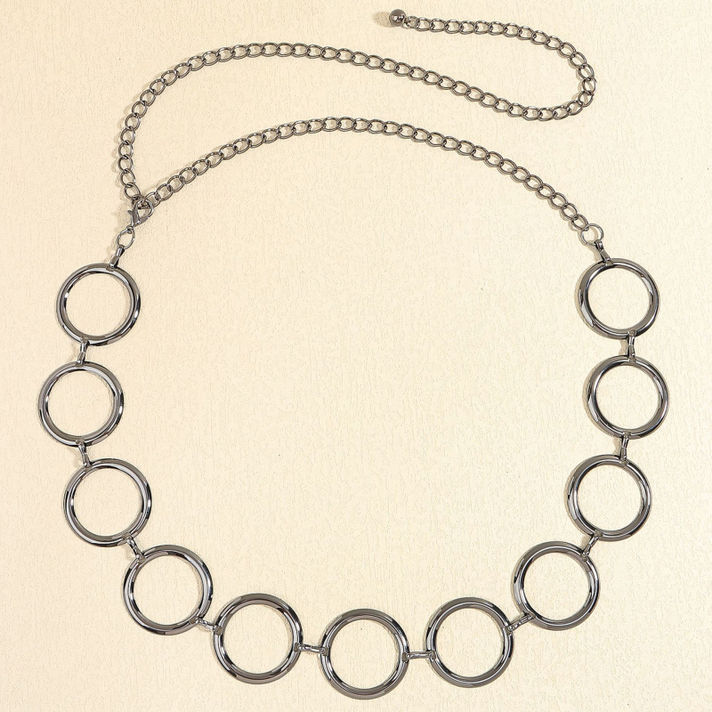 Geometriai gyűrűkkel ellátott fém deréklánc, uniszex, sokoldalú stílus