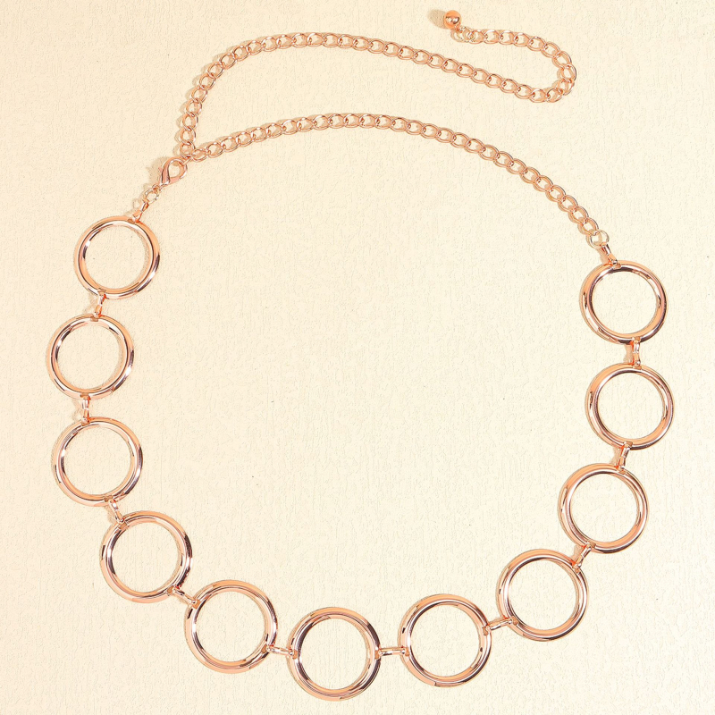 Geometriai gyűrűkkel ellátott fém deréklánc, uniszex, sokoldalú stílus