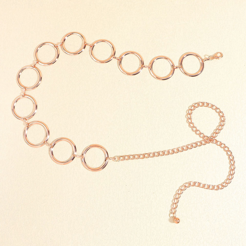 Geometriai gyűrűkkel ellátott fém deréklánc, uniszex, sokoldalú stílus