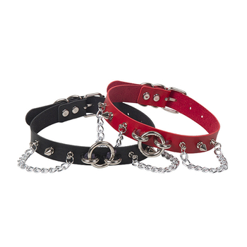 Unisex punk PU odinis kaklo papuošalas su O formos detale, geometriškas dizainas, 60 g, pakabukas iš lydinio