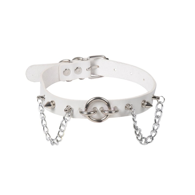 Unisex punk PU odinis kaklo papuošalas su O formos detale, geometriškas dizainas, 60 g, pakabukas iš lydinio