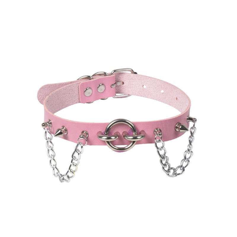 Unisex punk PU odinis kaklo papuošalas su O formos detale, geometriškas dizainas, 60 g, pakabukas iš lydinio