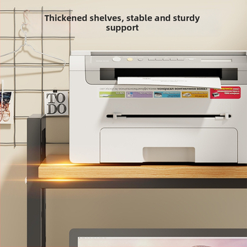 Regulējams printera statīvs un datora korpusa statīvs uz galda, divslāņu, tērauda un koka materiāli, moderns minimālisma dizains