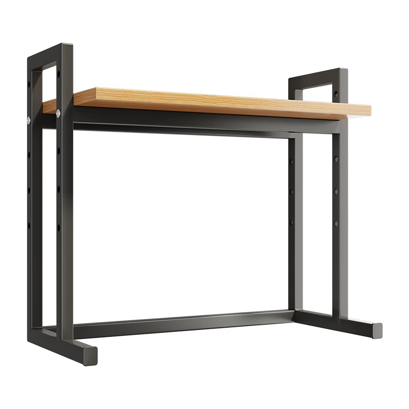 Regulējams printera statīvs un datora korpusa statīvs uz galda, divslāņu, tērauda un koka materiāli, moderns minimālisma dizains