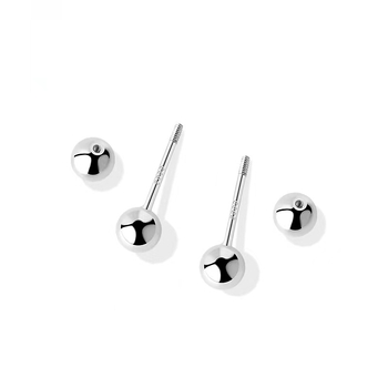 JOLLY S999 Sterling Silver – topeltpeaga kõrvarõngad kruviga lukustusega kõrvu jaoks, sobib magamiseks, poleeritud viimistlus