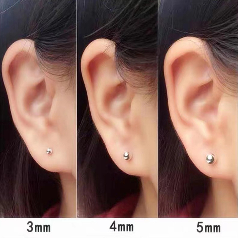 JOLLY S999 Sterling Silver – topeltpeaga kõrvarõngad kruviga lukustusega kõrvu jaoks, sobib magamiseks, poleeritud viimistlus