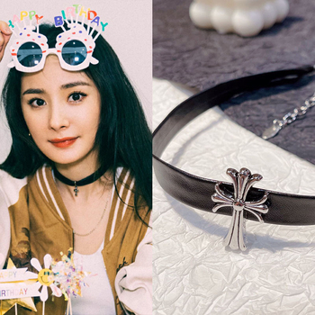 Odinis kaklo papuošalas su kryžiumi, tamsus pank stilius, moterų U formos chokers iš Brocade