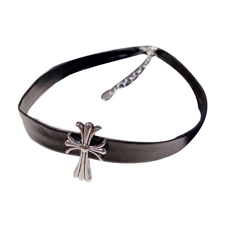 Odinis kaklo papuošalas su kryžiumi, tamsus pank stilius, moterų U formos chokers iš Brocade