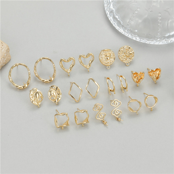 Geomeetrilise kujuga pronksist kõrvarõngad 925 hõbe postidega, elektroplaaditud viimistlusega, DIY poolvalminud kõrvarõngad