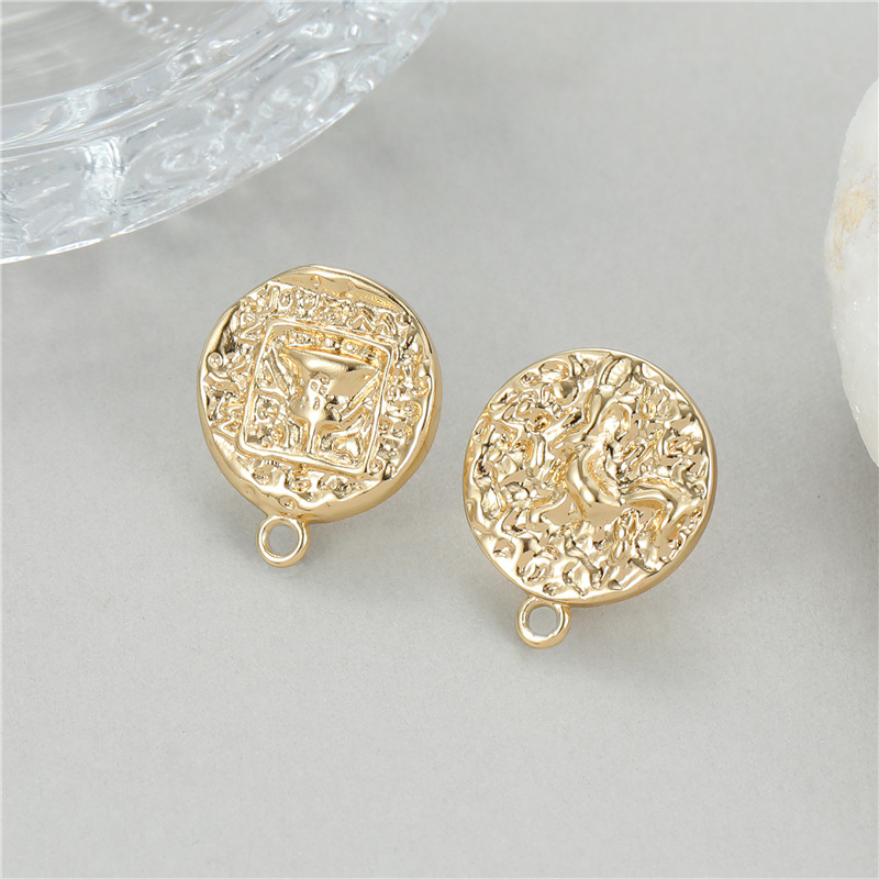 Geomeetrilise kujuga pronksist kõrvarõngad 925 hõbe postidega, elektroplaaditud viimistlusega, DIY poolvalminud kõrvarõngad