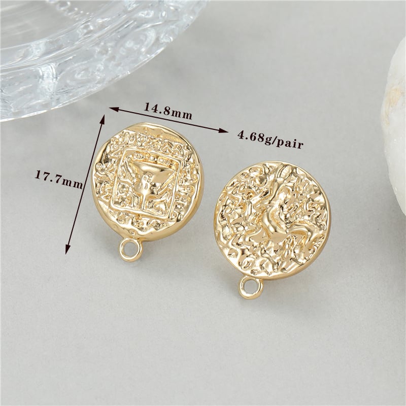 Geomeetrilise kujuga pronksist kõrvarõngad 925 hõbe postidega, elektroplaaditud viimistlusega, DIY poolvalminud kõrvarõngad