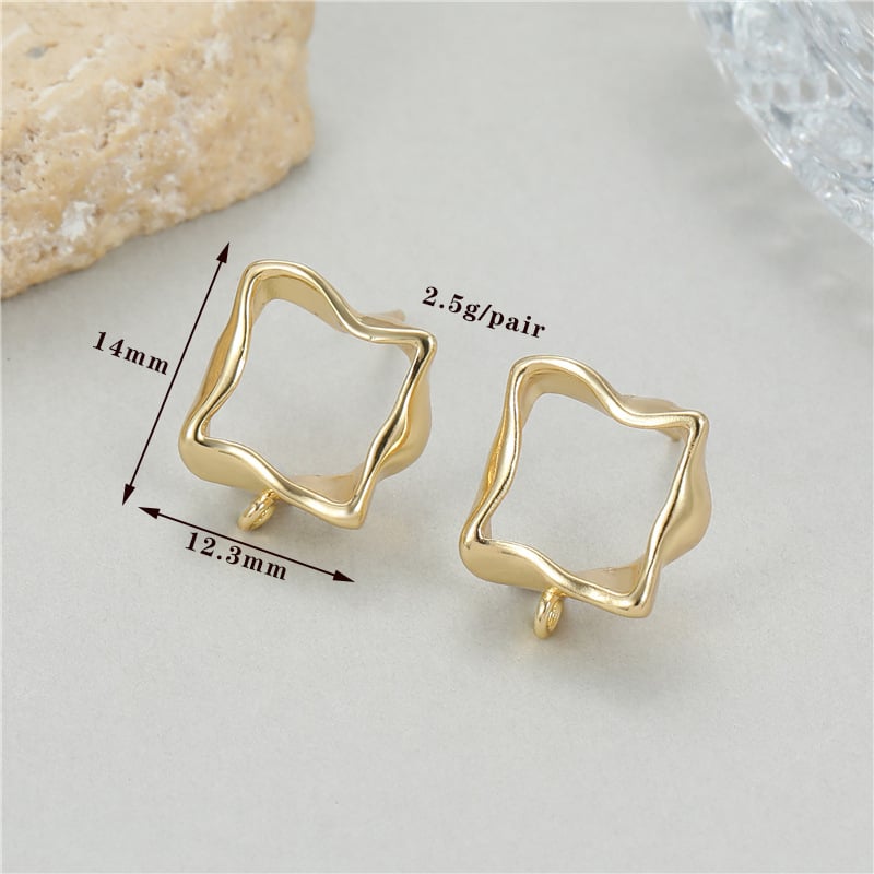 Geomeetrilise kujuga pronksist kõrvarõngad 925 hõbe postidega, elektroplaaditud viimistlusega, DIY poolvalminud kõrvarõngad