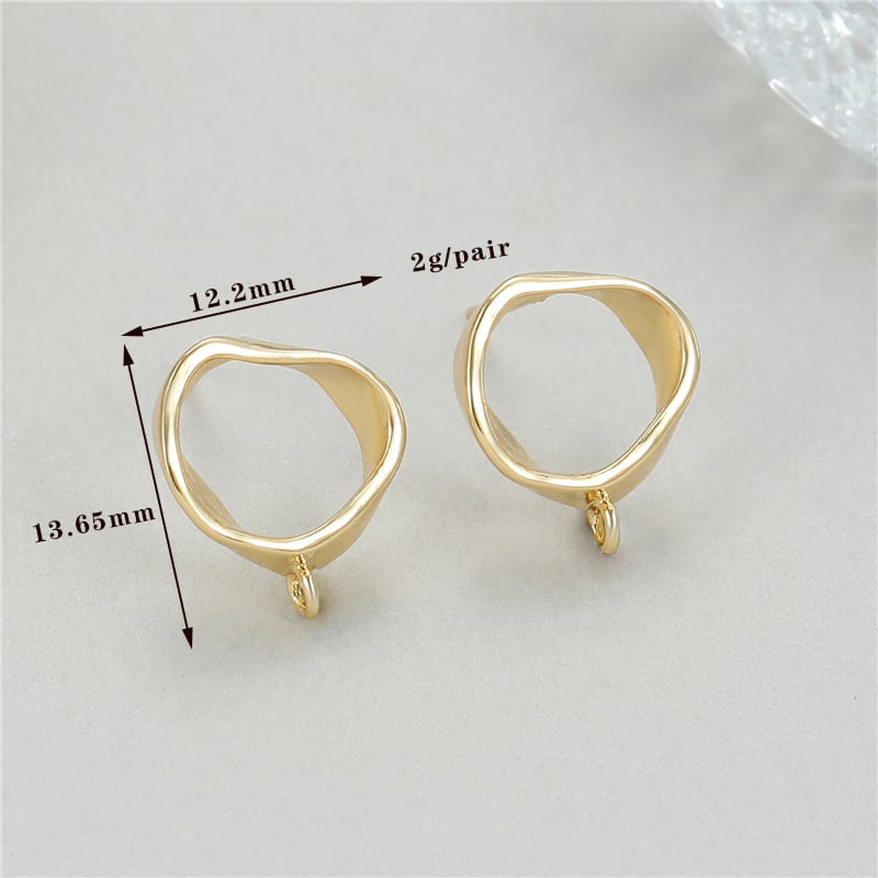 Geomeetrilise kujuga pronksist kõrvarõngad 925 hõbe postidega, elektroplaaditud viimistlusega, DIY poolvalminud kõrvarõngad