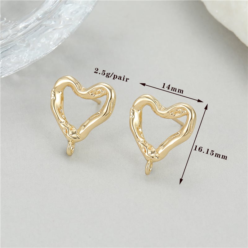 Geomeetrilise kujuga pronksist kõrvarõngad 925 hõbe postidega, elektroplaaditud viimistlusega, DIY poolvalminud kõrvarõngad