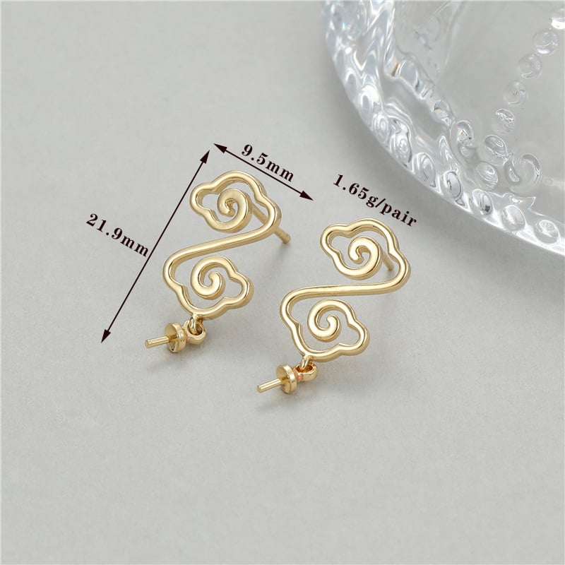 Geomeetrilise kujuga pronksist kõrvarõngad 925 hõbe postidega, elektroplaaditud viimistlusega, DIY poolvalminud kõrvarõngad