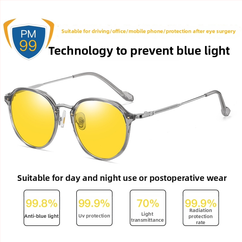 TR90 sinise valguse vastu prillid, ülilihtsad, postoperatiivse taastumise jaoks, metallraam, 1.8 mm sünteetilised läätsed, 77% valguse läbilaskvus, mudel 2347