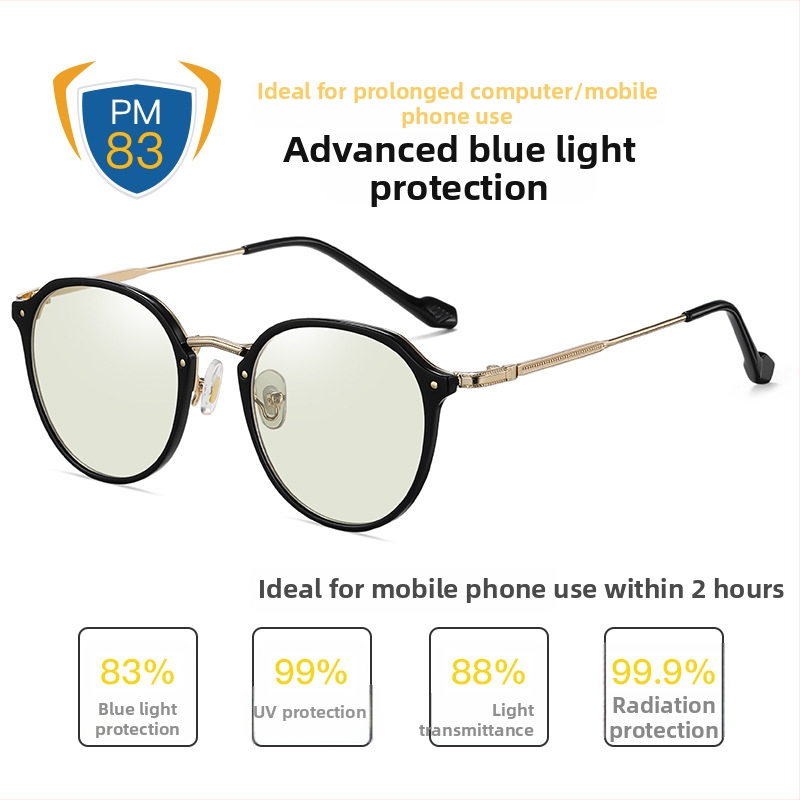 TR90 sinise valguse vastu prillid, ülilihtsad, postoperatiivse taastumise jaoks, metallraam, 1.8 mm sünteetilised läätsed, 77% valguse läbilaskvus, mudel 2347