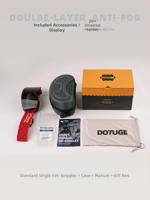 Dospelé cylindrické lyžiarske okuliare, proti zahmlievaniu, vodeodolné a vetruodolné, TPU rám / PC šošovky, dvojité vrstvy