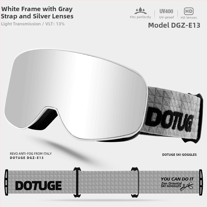 Pieaugušo cilindriskās slēpošanas brilles, pret miglošanos, ūdensdrošas un pret vēju, TPU rāmis / PC lēcas, dubultā slāņa