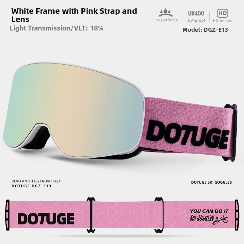 Pieaugušo cilindriskās slēpošanas brilles, pret miglošanos, ūdensdrošas un pret vēju, TPU rāmis / PC lēcas, dubultā slāņa