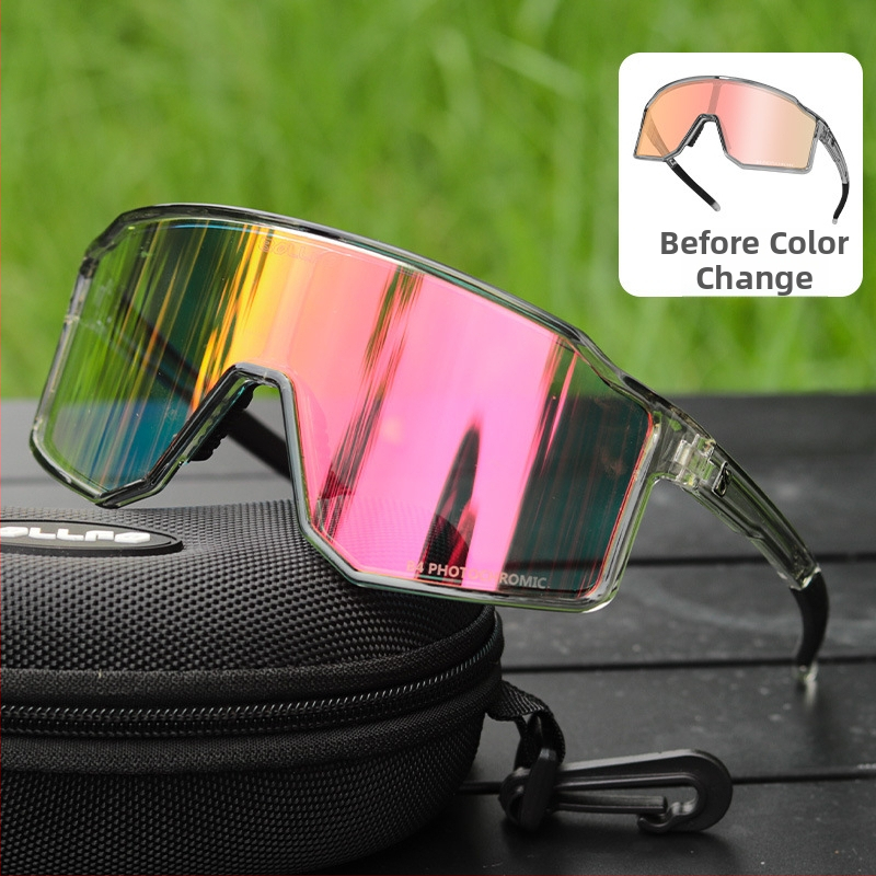 Ochelari sport cu lentile polarizante care schimbă culoarea, cadru TR90, model BF614, unisex, ramă completă, potriviți pentru alergare, ciclism, pescuit și golf