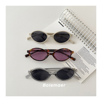 Dječje sunčane naočale, korejski retro stil, ovalni mali okvir, plastični okvir, nepolarizirane, ogledalno zaštita klase 2