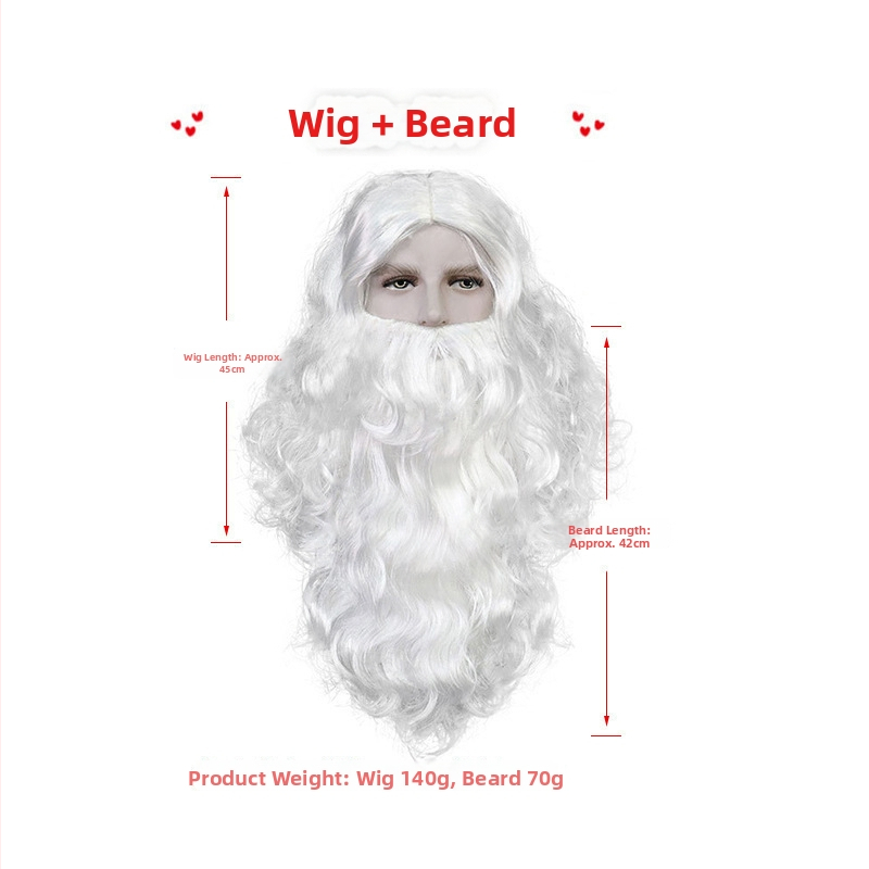 Αξεσουάρ κοστουμιού Άγιου Βασίλη: σετ γενειάδας και περούκας, κουδουνάκι χειρός, τσάντα μήλου για δώρα, τσάντα γλυκισμάτων