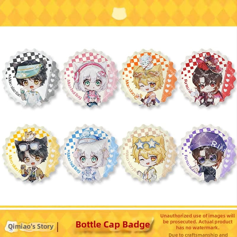 Котешки емален бадж – серия Mirror на Qimaojun: мотиви Xiaojiu, Xiaotian, Wushuang, Skylark и Bat; Смесени материали; Индивидуална опаковка в PP торба; Anime merchandise