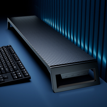 Datora monitoru statīvs ar uzglabāšanas plauktu, koka/bambusa materiāls, daudzfunkcionāls, viens līmenis, piemērots darbam uz galda, guļamistabā vai viesistabā