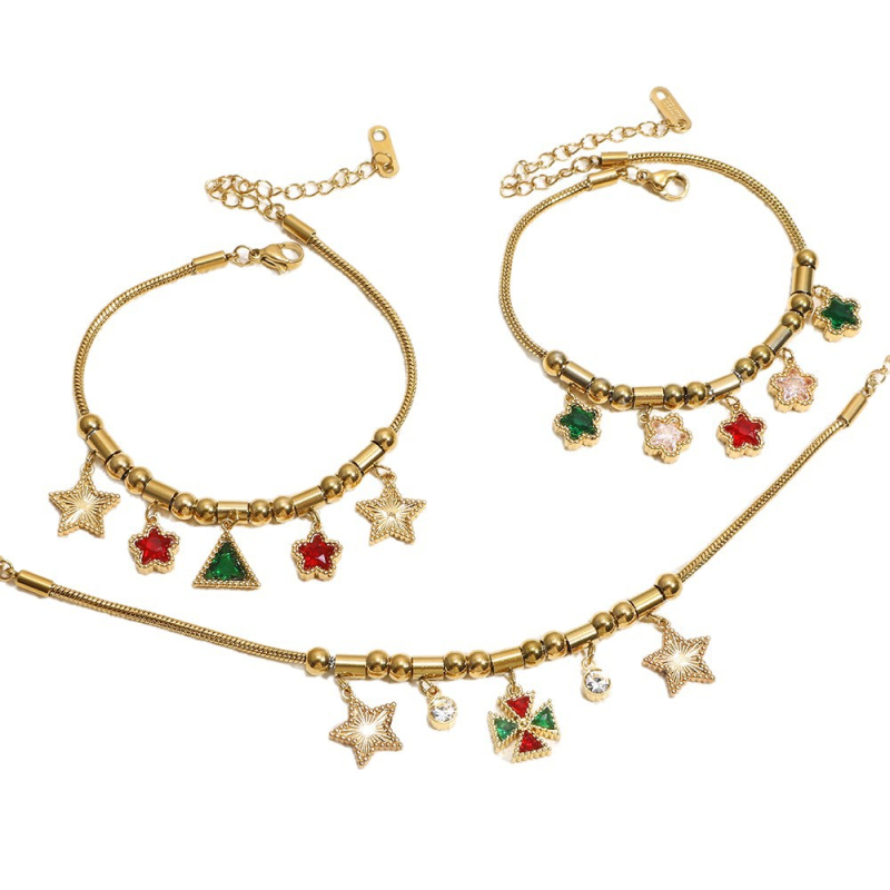 Ženska narukvica od nehrđajućeg čelika sa oblicima srca, mašnicom, kapom i zvijezdom – lagani luksuzni stil