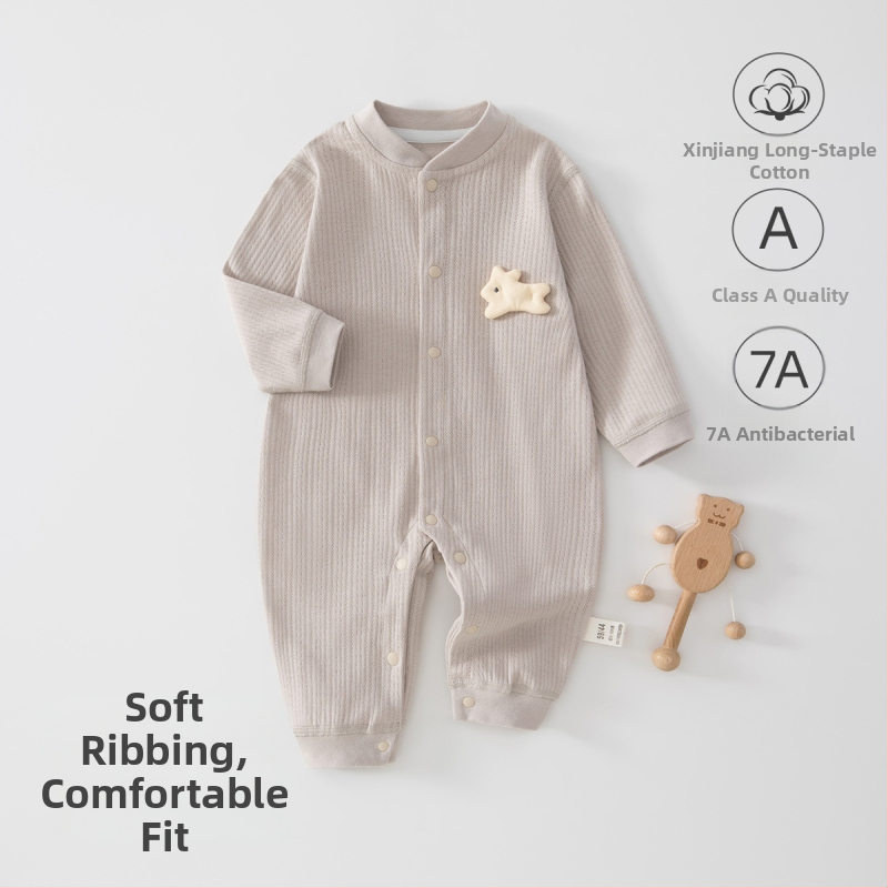 Baba overál – 100% pamut, újszülött, uniszex, hosszú ujjú, elöl gombos zárás, egész éves viseletre