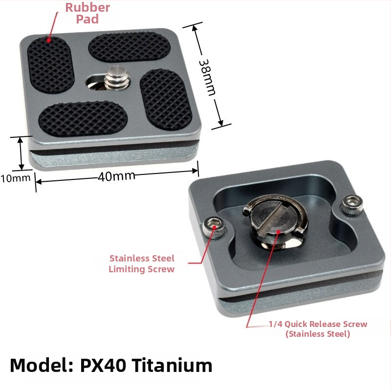 ātrās atbrīvošanas plāksne statīva galvai un kameras pamatnei, alumīnija sakausējums, slodze 6-10 kg, svars 0,08 kg