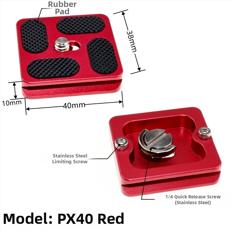 ātrās atbrīvošanas plāksne statīva galvai un kameras pamatnei, alumīnija sakausējums, slodze 6-10 kg, svars 0,08 kg