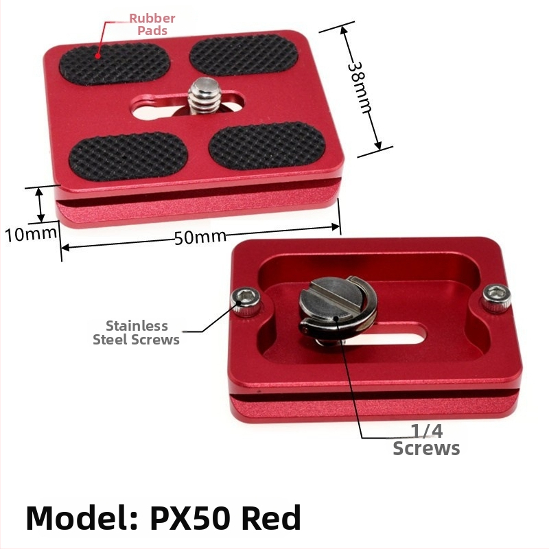 ātrās atbrīvošanas plāksne statīva galvai un kameras pamatnei, alumīnija sakausējums, slodze 6-10 kg, svars 0,08 kg