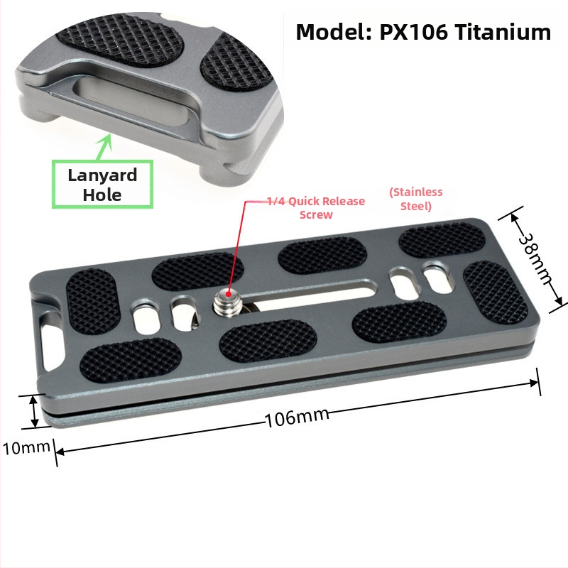 ātrās atbrīvošanas plāksne statīva galvai un kameras pamatnei, alumīnija sakausējums, slodze 6-10 kg, svars 0,08 kg