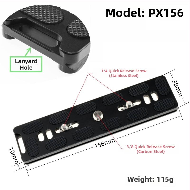 ātrās atbrīvošanas plāksne statīva galvai un kameras pamatnei, alumīnija sakausējums, slodze 6-10 kg, svars 0,08 kg