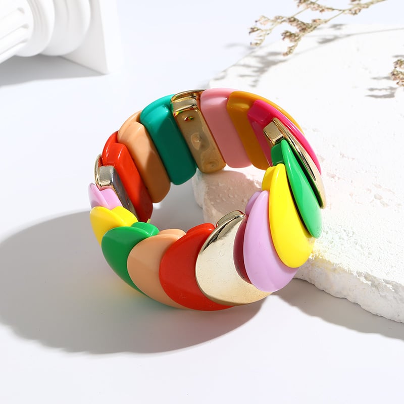 Βραχιόλι - χειροποίητο από ακρυλική ρητίνη, σχέδιο με ψαριών φολίδες, φυσικό στυλ, για γυναίκες