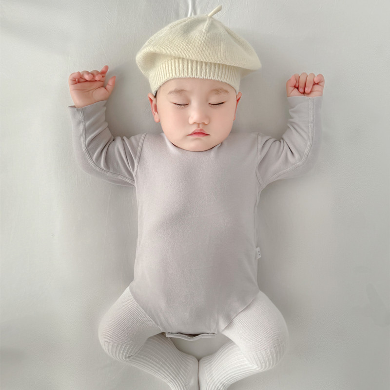 Unisex bebin termalni romper, s dugim rukavima, bez kapuljače, smjesa viskoze, pamuka, akrila i spandeksa