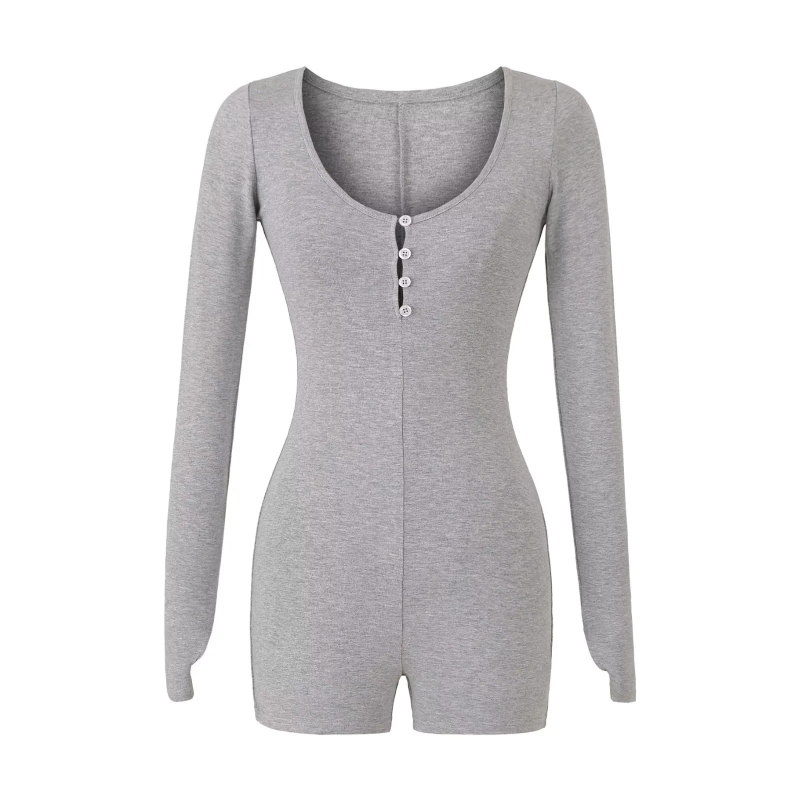 Комбинезон с дълги ръкави, плетен памук-еластан, талия средна, крачоли до три четвърти