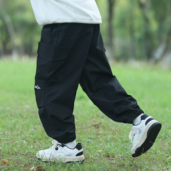 Bērnu pārgājienu bikses - universālas, vidējais jostas augstums, 100% acetāta šķiedra, rudens–ziema, darba stila