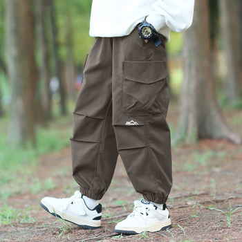 Bērnu pārgājienu bikses - universālas, vidējais jostas augstums, 100% acetāta šķiedra, rudens–ziema, darba stila