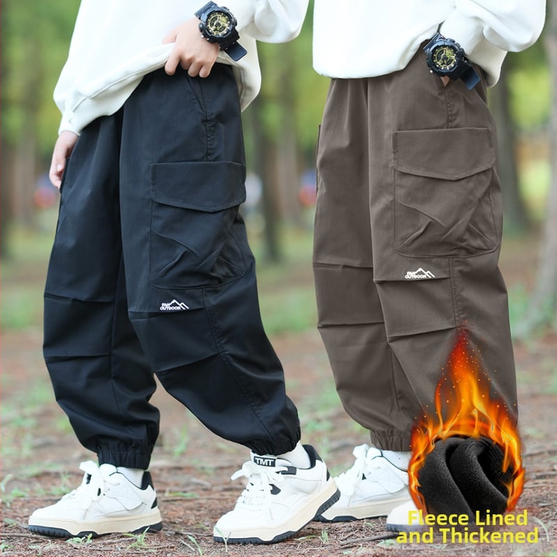 Bērnu pārgājienu bikses - universālas, vidējais jostas augstums, 100% acetāta šķiedra, rudens–ziema, darba stila