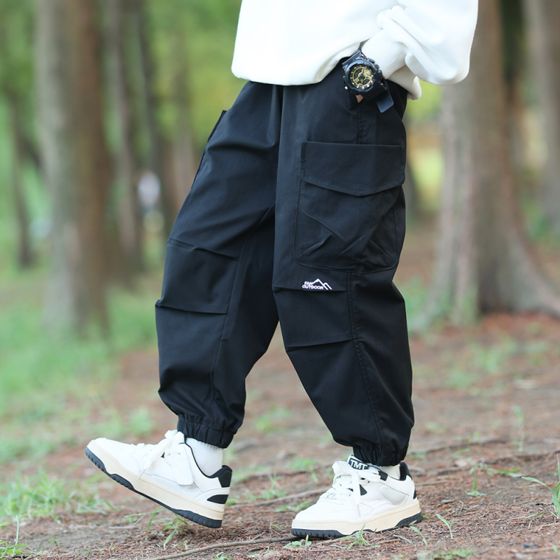 Bērnu pārgājienu bikses - universālas, vidējais jostas augstums, 100% acetāta šķiedra, rudens–ziema, darba stila