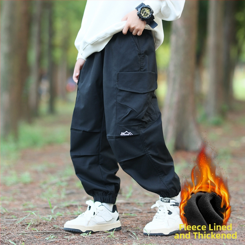 Bērnu pārgājienu bikses - universālas, vidējais jostas augstums, 100% acetāta šķiedra, rudens–ziema, darba stila