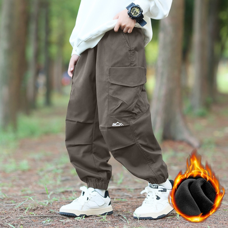 Bērnu pārgājienu bikses - universālas, vidējais jostas augstums, 100% acetāta šķiedra, rudens–ziema, darba stila